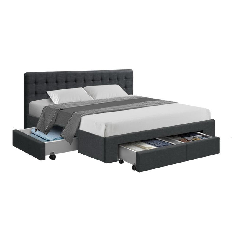 King Premium Package | Trinity Bed Charcoal, Algarve Euro Top Mattress (Medium Firm) & Deluxe Mattress Topper! - Bedzy Australia