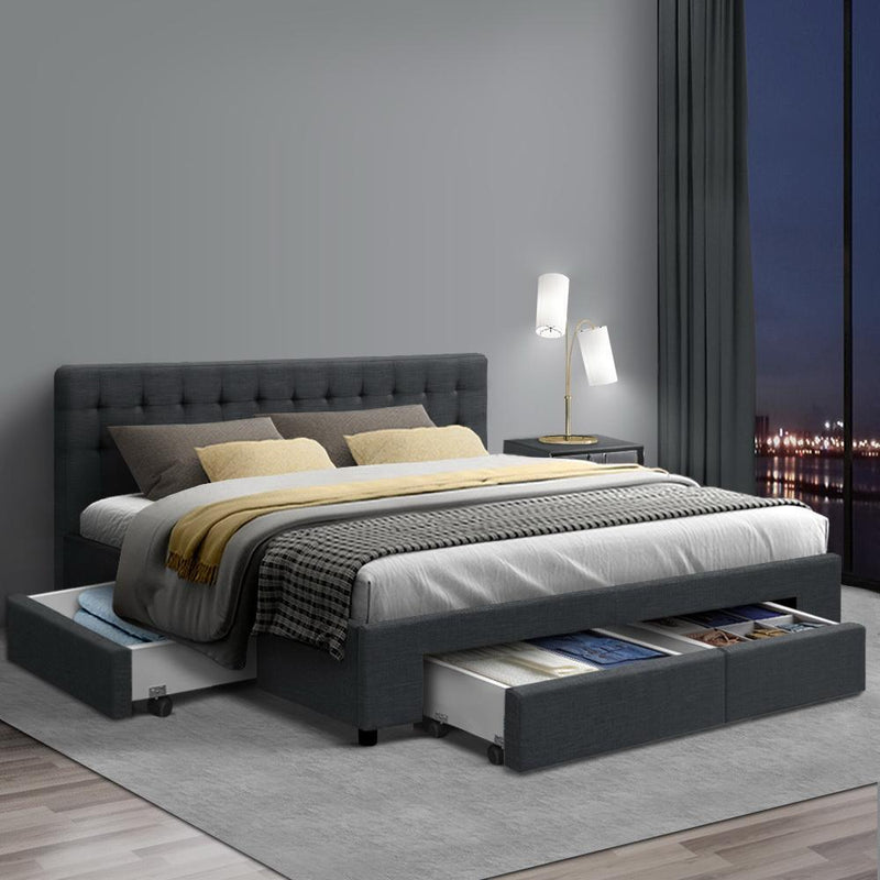 King Premium Package | Trinity Bed Charcoal, Algarve Euro Top Mattress (Medium Firm) & Deluxe Mattress Topper! - Bedzy Australia (ABN 18 642 972 209) - Furniture > Bedroom