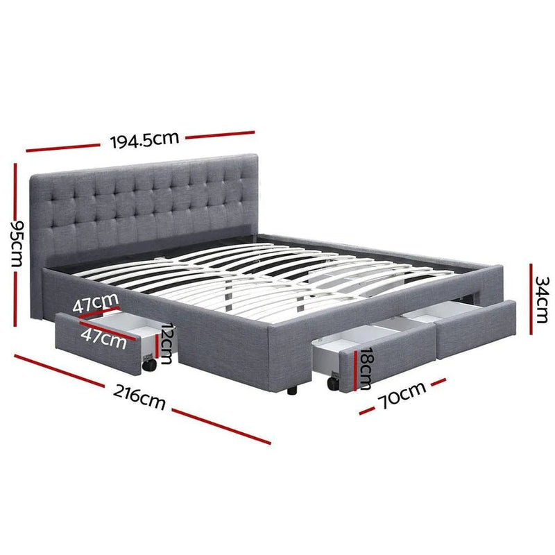 King Premium Package | Trinity Bed Grey, Algarve Euro Top Mattress (Medium Firm) & Deluxe Mattress Topper! - Bedzy Australia (ABN 18 642 972 209) - Furniture > Bedroom