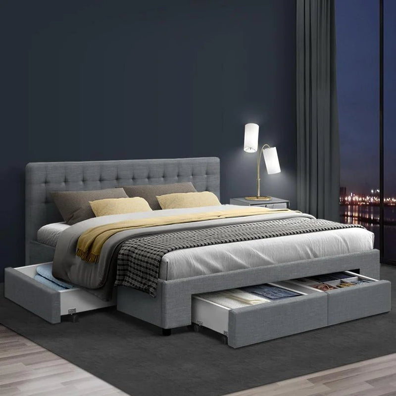 King Premium Package | Trinity Bed Grey, Algarve Euro Top Mattress (Medium Firm) & Deluxe Mattress Topper! - Bedzy Australia (ABN 18 642 972 209) - Furniture > Bedroom