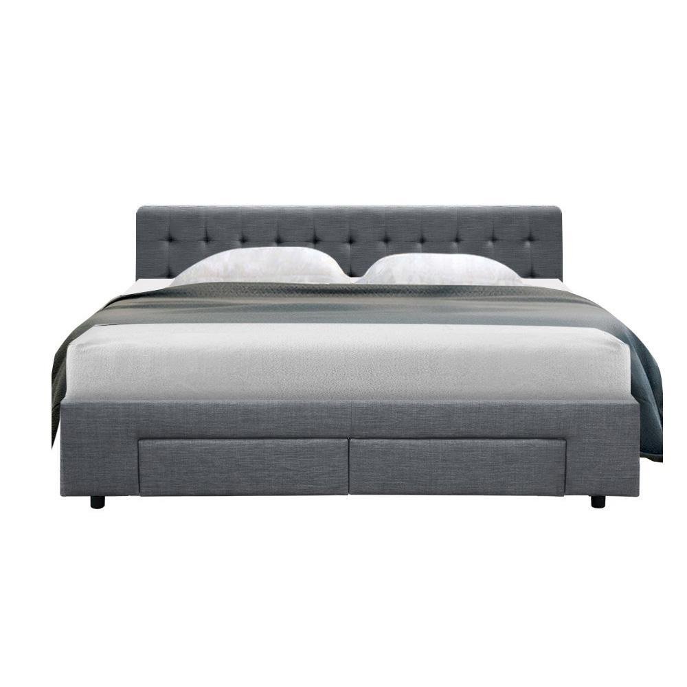 King Premium Package | Trinity Bed Grey, Luna Series Euro Top Mattress (Medium Firm) & Bamboo Mattress Topper! - Bedzy Australia