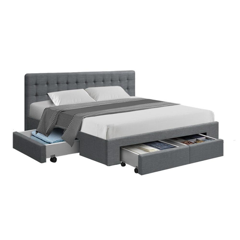 King Premium Package | Trinity Bed Grey, Luna Series Euro Top Mattress (Medium Firm) & Bamboo Mattress Topper! - Bedzy Australia