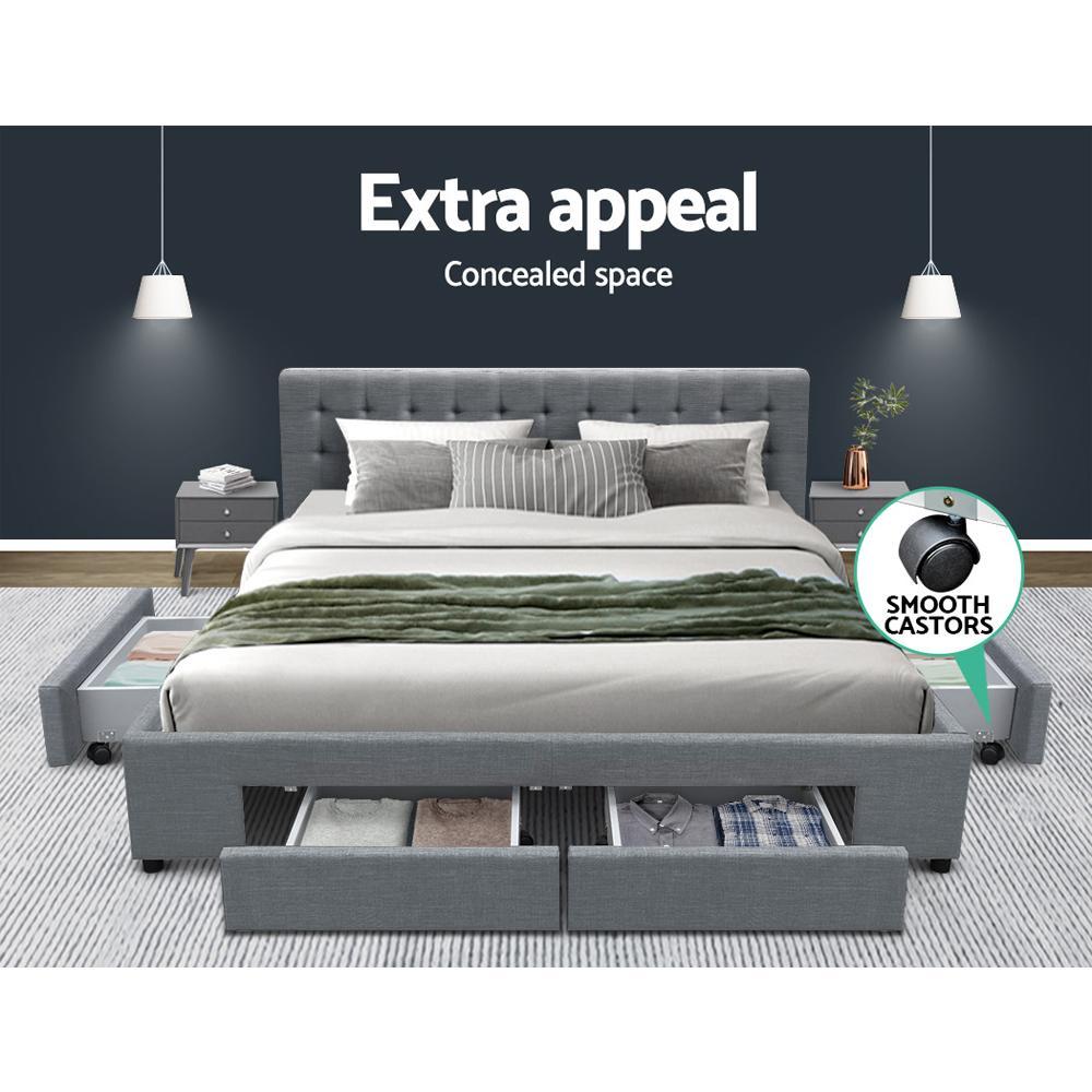 King Premium Package | Trinity Bed Grey, Luna Series Euro Top Mattress (Medium Firm) & Bamboo Mattress Topper! - Bedzy Australia