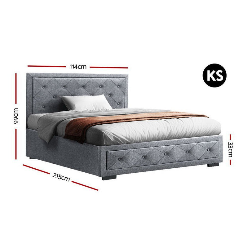 King Single Package | Bronte Storage Bed Frame Grey & Bonita Euro Top Mattress (Medium Firm) - Bedzy Australia (ABN 18 642 972 209) -