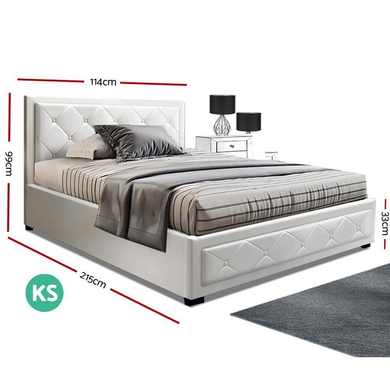 King Single Package | Bronte Storage Bed Frame White & Bonita Euro Top Mattress (Medium Firm) - Bedzy Australia