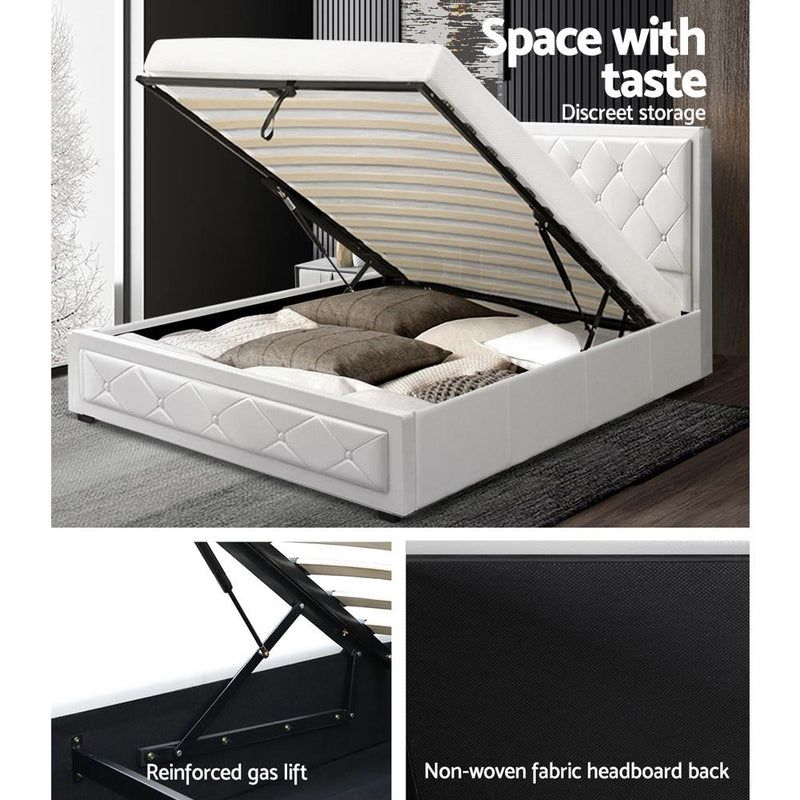 King Single Package | Bronte Storage Bed Frame White & Bonita Euro Top Mattress (Medium Firm) - Bedzy Australia (ABN 18 642 972 209) -