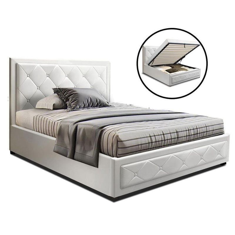 King Single Package | Bronte Storage Bed Frame White & Bonita Euro Top Mattress (Medium Firm) - Bedzy Australia