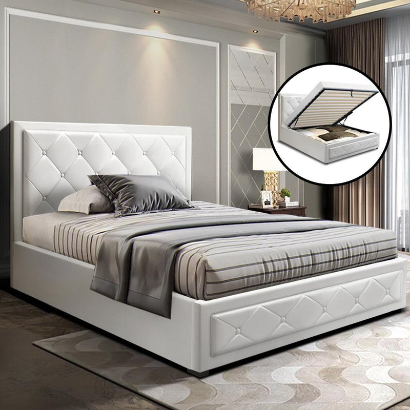 King Single Package | Bronte Storage Bed Frame White & Bonita Euro Top Mattress (Medium Firm) - Bedzy Australia (ABN 18 642 972 209) -