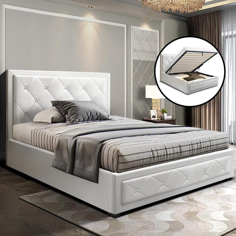 King Single Package | Bronte Storage Bed Frame White & Bonita Euro Top Mattress (Medium Firm) - Bedzy Australia