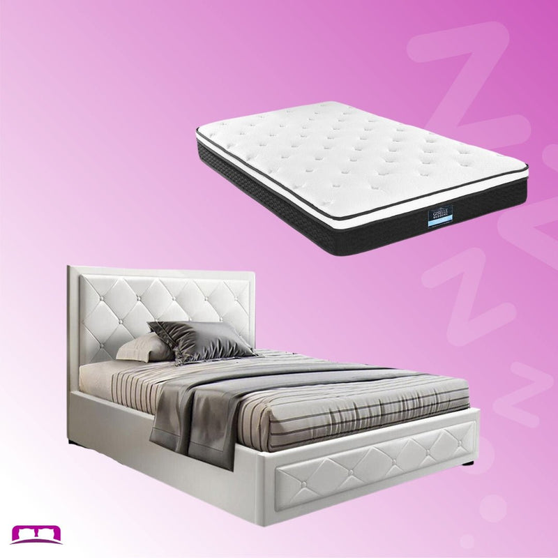 King Single Package | Bronte Storage Bed Frame White & Bonita Euro Top Mattress (Medium Firm) - Bedzy Australia (ABN 18 642 972 209) -