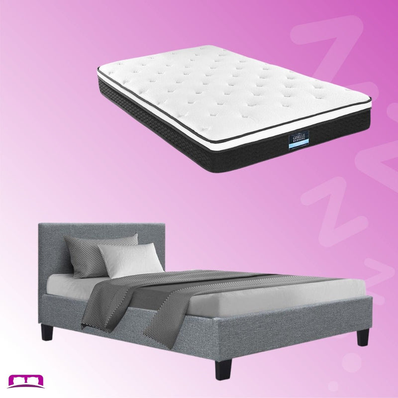 King Single Package | Coogee Bed Grey & Bonita Euro Top Mattress (Medium Firm) - Bedzy Australia (ABN 18 642 972 209) -