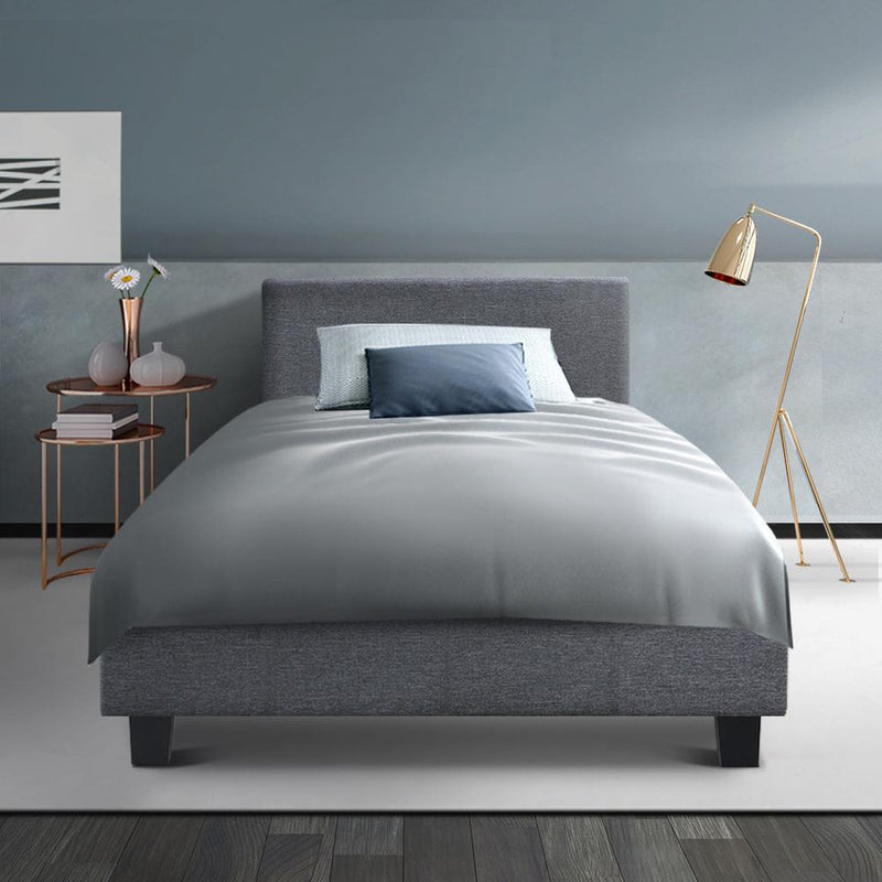 King Single Package | Coogee Bed Grey & Bonita Euro Top Mattress (Medium Firm) - Bedzy Australia