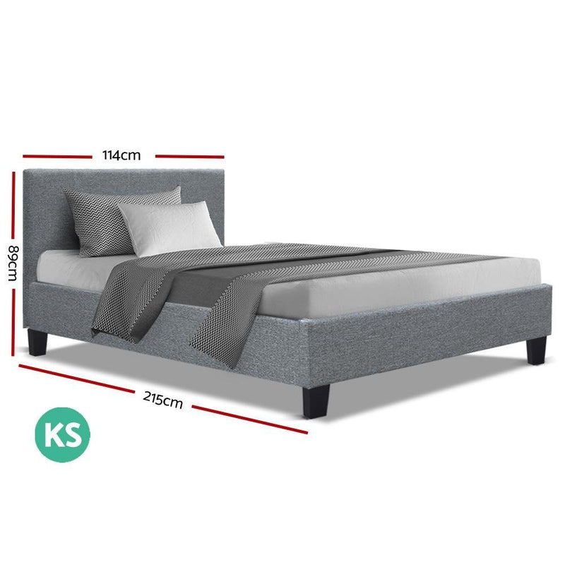 King Single Package | Coogee Bed Grey & Bonita Euro Top Mattress (Medium Firm) - Bedzy Australia (ABN 18 642 972 209) - Furniture > Bedroom