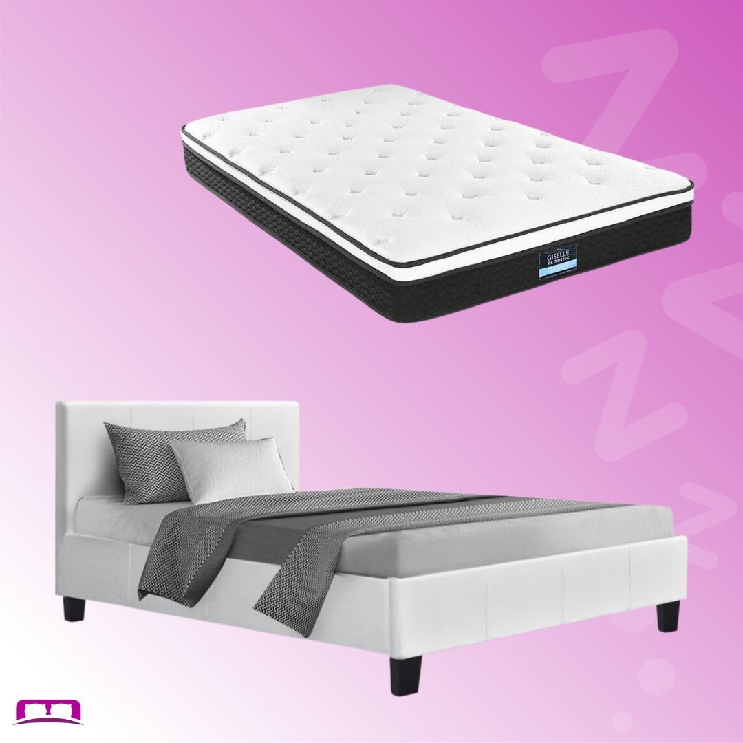 King Single Package | Coogee Bed White & Bonita Euro Top Mattress (Medium Firm) - Bedzy Australia