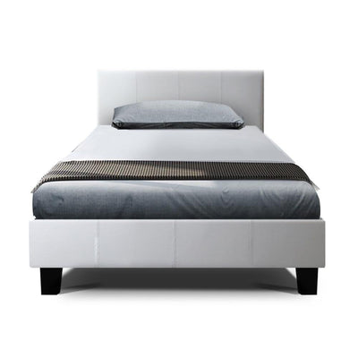 King Single Package | Coogee Bed White & Bonita Euro Top Mattress (Medium Firm) - Bedzy Australia