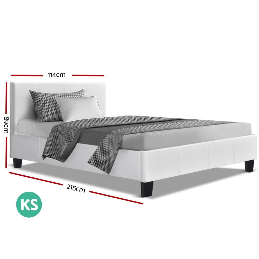 King Single Package | Coogee Bed White & Bonita Euro Top Mattress (Medium Firm) - Bedzy Australia