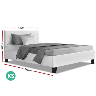 King Single Package | Coogee Bed White & Bonita Euro Top Mattress (Medium Firm) - Bedzy Australia
