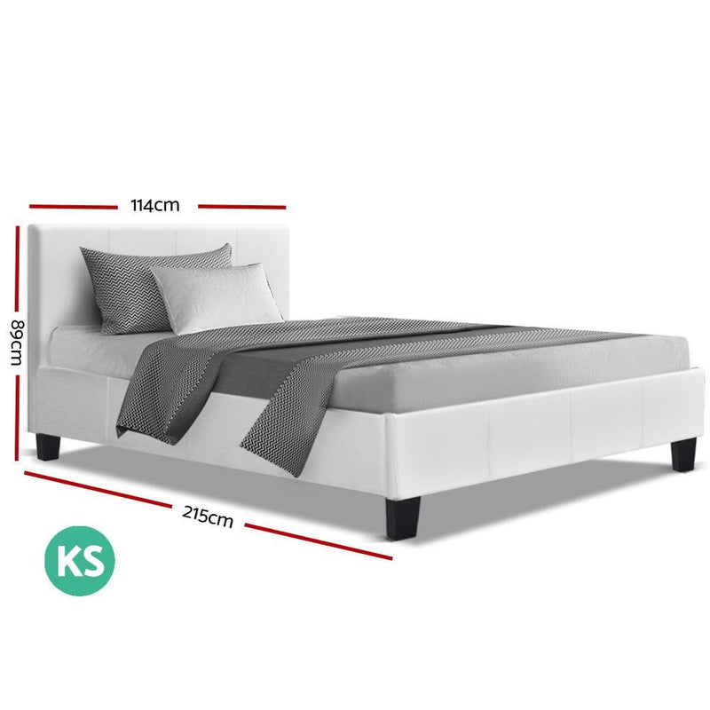 King Single Package | Coogee Bed White & Bonita Euro Top Mattress (Medium Firm) - Bedzy Australia (ABN 18 642 972 209) - Furniture > Bedroom