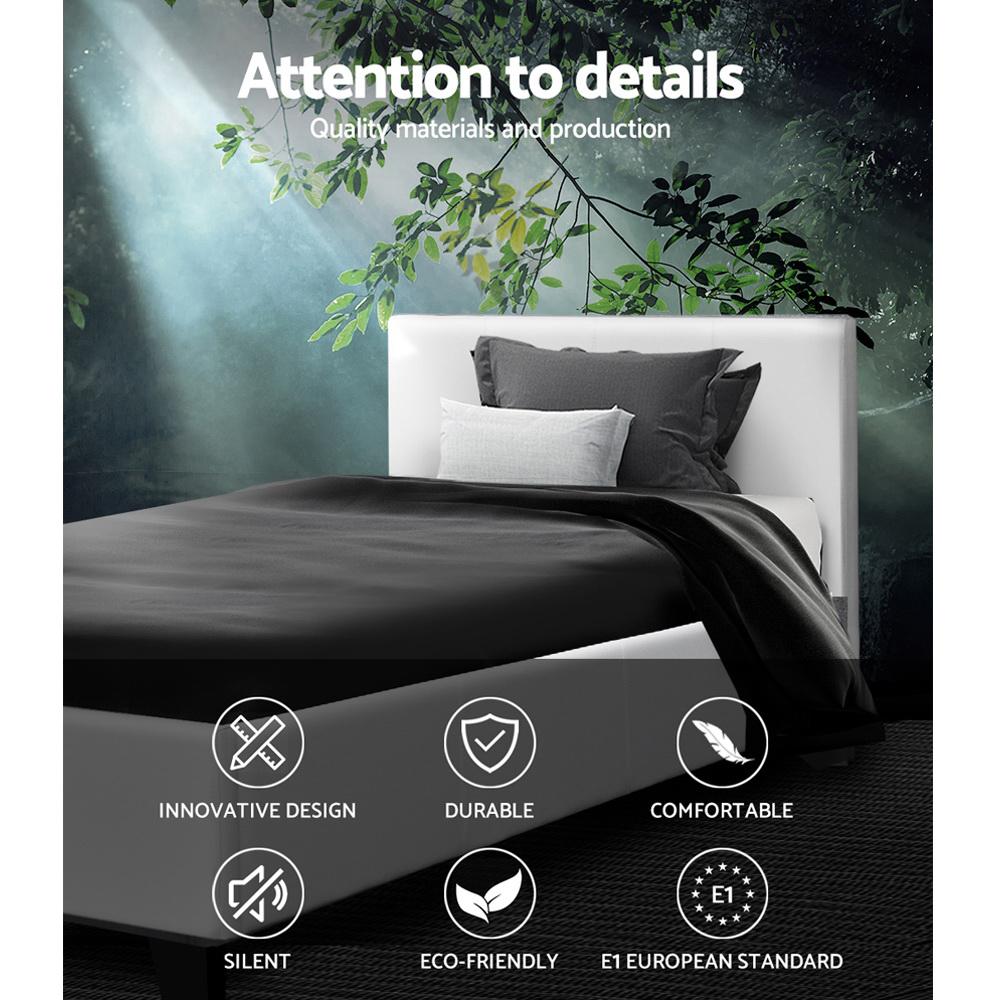 King Single Package | Coogee Bed White & Bonita Euro Top Mattress (Medium Firm) - Bedzy Australia