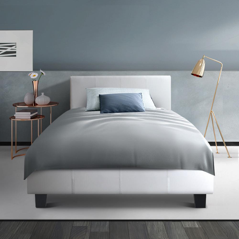 King Single Package | Coogee Bed White & Bonita Euro Top Mattress (Medium Firm) - Bedzy Australia