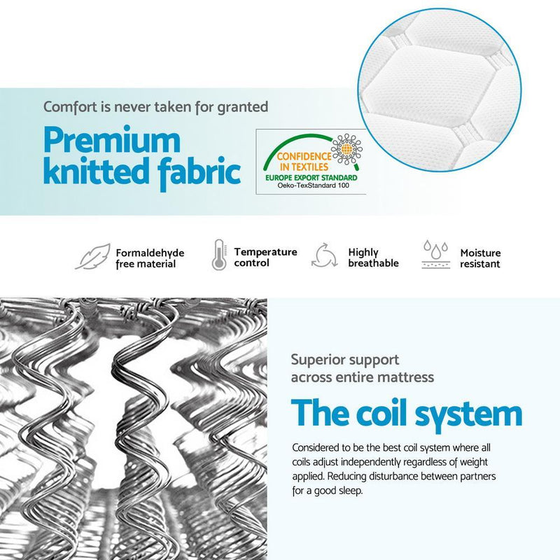 King Single Package | Jervis Bed Grey & Normay Bonnell Spring Pillow Top Mattress (Medium Firm) - Bedzy Australia
