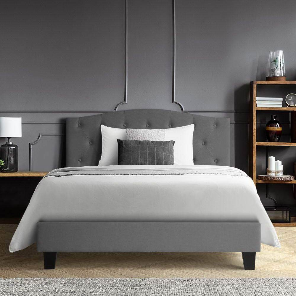 King Single Package | Jervis Bed Grey & Normay Bonnell Spring Pillow Top Mattress (Medium Firm) - Bedzy Australia