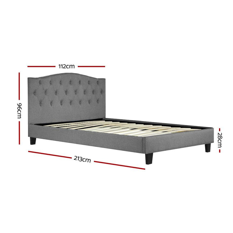 King Single Package | Jervis Bed Grey & Normay Bonnell Spring Pillow Top Mattress (Medium Firm) - Bedzy Australia