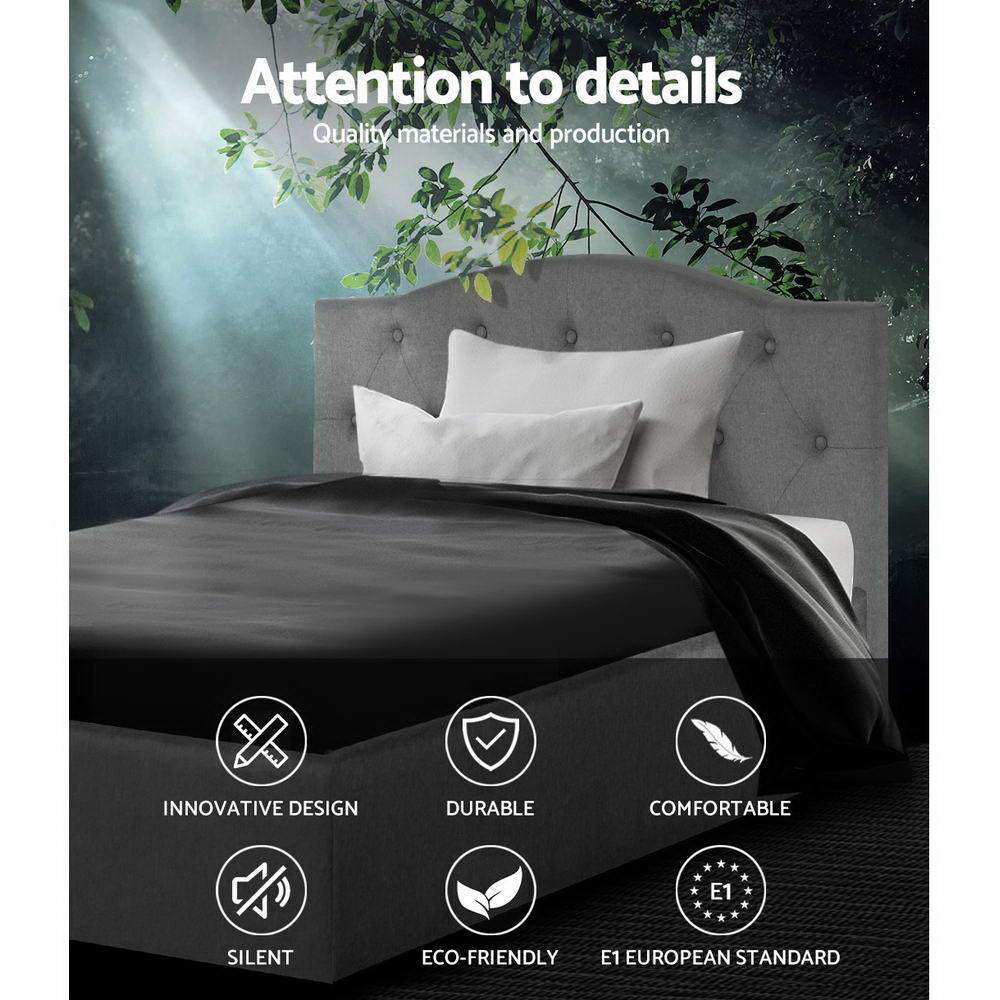 King Single Package | Jervis Bed Grey & Normay Bonnell Spring Pillow Top Mattress (Medium Firm) - Bedzy Australia