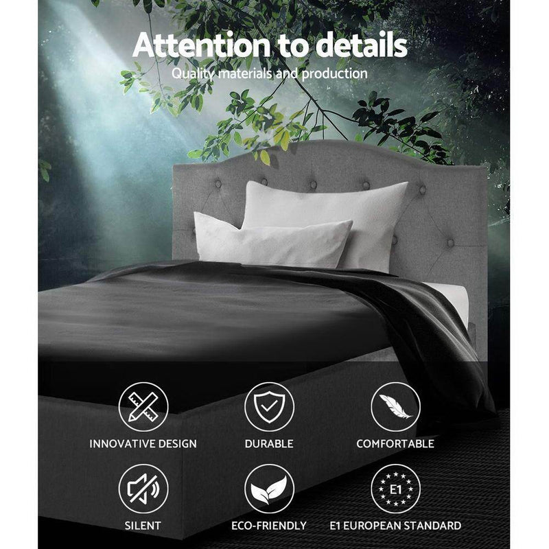 King Single Package | Jervis Bed Grey & Normay Bonnell Spring Pillow Top Mattress (Medium Firm) - Bedzy Australia