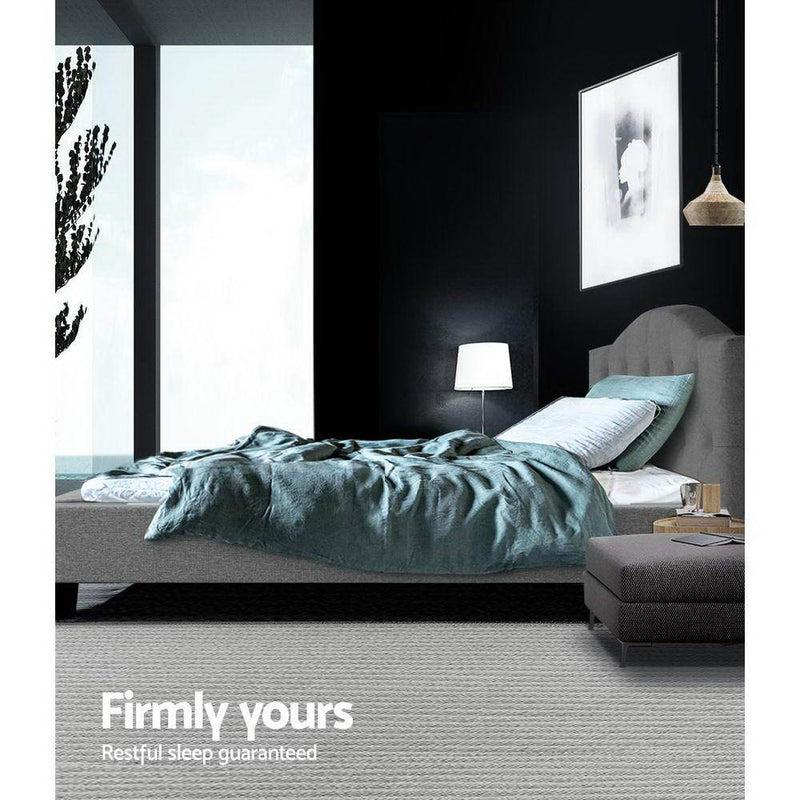 King Single Package | Jervis Bed Grey & Normay Bonnell Spring Pillow Top Mattress (Medium Firm) - Bedzy Australia