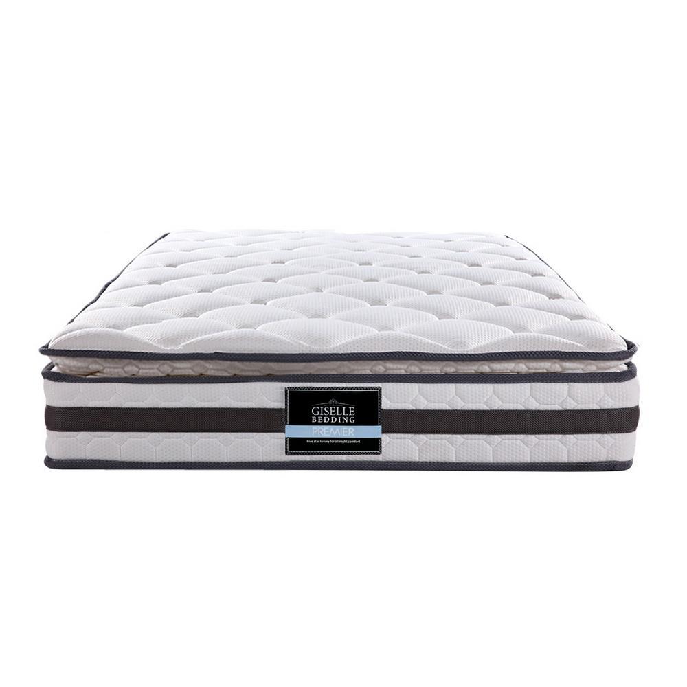 King Single Package | Jervis Bed Grey & Normay Bonnell Spring Pillow Top Mattress (Medium Firm) - Bedzy Australia