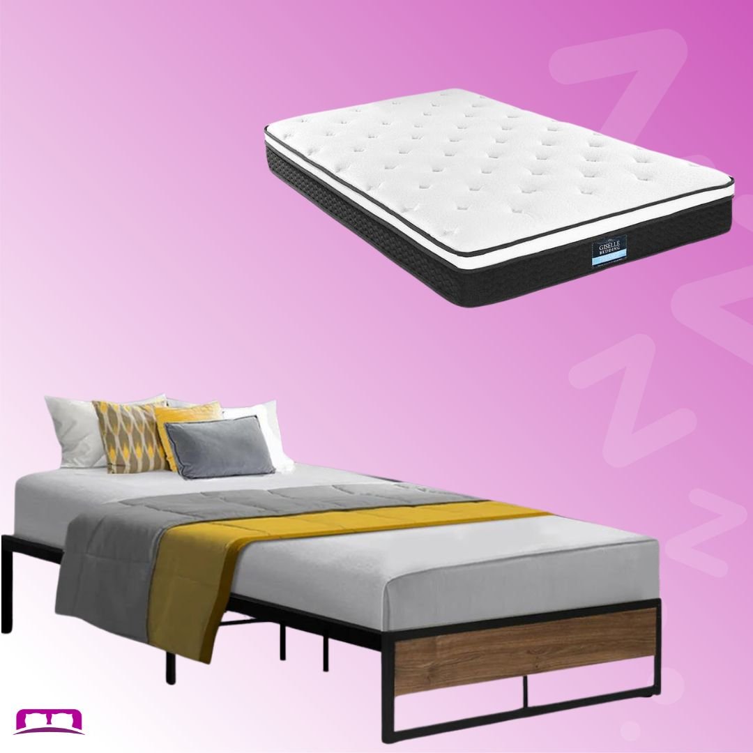 King Single Package | Oslo Metal Bed Frame Black & Bonita Euro Top Mattress (Medium Firm) - Bedzy Australia