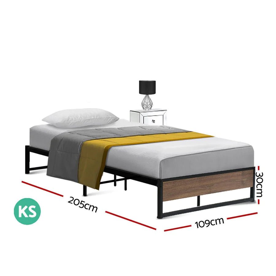 King Single Package | Oslo Metal Bed Frame Black & Bonita Euro Top Mattress (Medium Firm) - Bedzy Australia