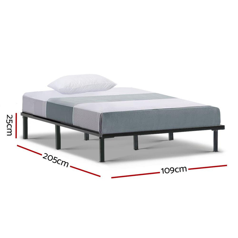 King Single Package | Ted Metal Bed & Normay Bonnell Spring Pillow Top Mattress (Medium Firm) - Bedzy Australia