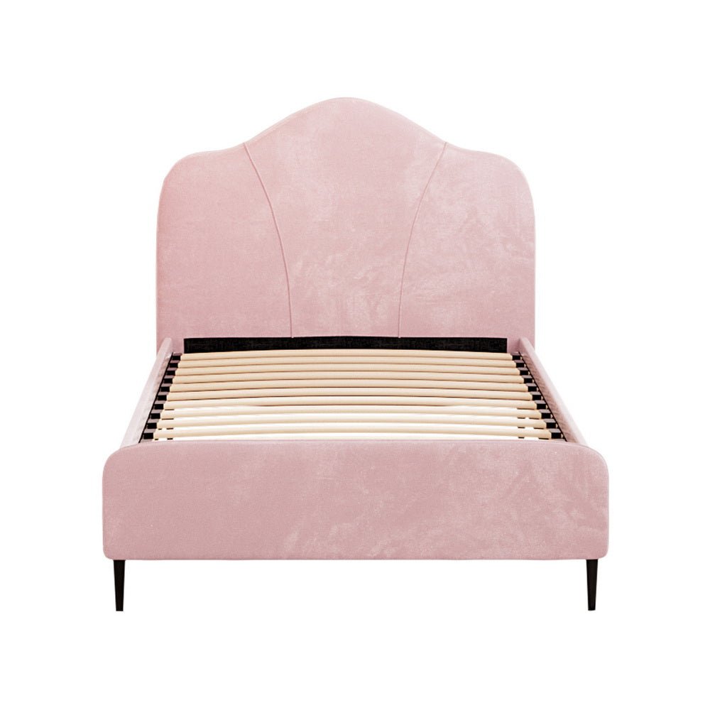 King Single Package | Velvet Pink Bed Frame & Bonita Euro Top Mattress (Medium Firm) - Bedzy Australia