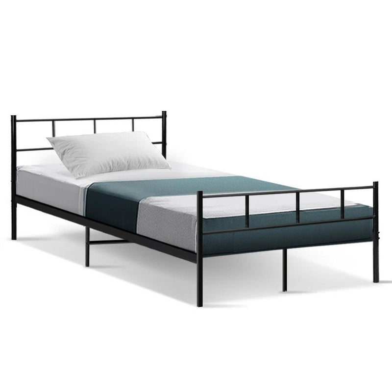 King Single Package | Wategos Metal Bed Frame Black & Bonita Euro Top Mattress (Medium Firm) - Bedzy Australia (ABN 18 642 972 209) - Cheap affordable bedroom furniture shop near me Australia