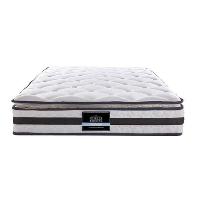 King Single Package | Whitehaven Bed White & Normay Bonnell Spring Pillow Top Mattress (Medium Firm) - Bedzy Australia
