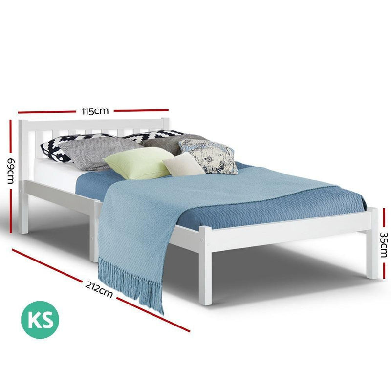King Single Package | Whitehaven Bed White & Normay Bonnell Spring Pillow Top Mattress (Medium Firm) - Bedzy Australia - Furniture > Bedroom