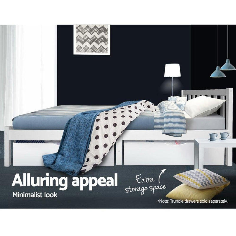 King Single Package | Whitehaven Bed White & Normay Bonnell Spring Pillow Top Mattress (Medium Firm) - Bedzy Australia - Furniture > Bedroom