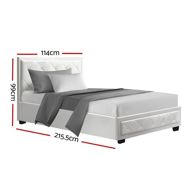 King Single Premium Package | Bronte Storage Bed Frame White, Alanya Euro Top Pocket Spring Mattress (Medium Firm) & Pillowtop Mattress Topper - Bedzy Australia