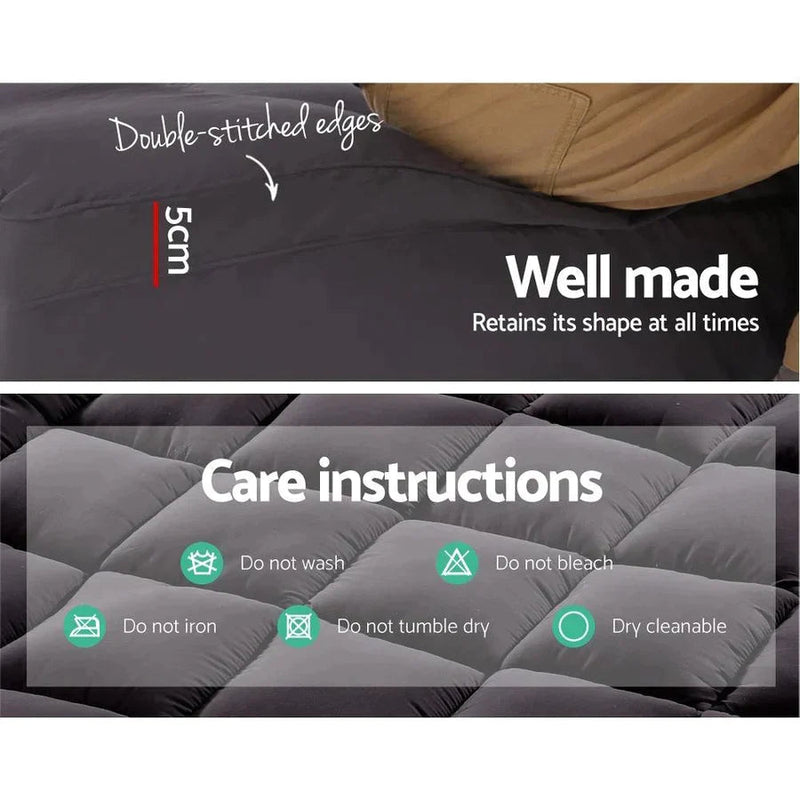 King Single Premium Package | Coogee Bed Frame Grey, Alanya Euro Top Pocket Spring Mattress (Medium Firm) & Pillowtop Mattress Topper - Bedzy Australia