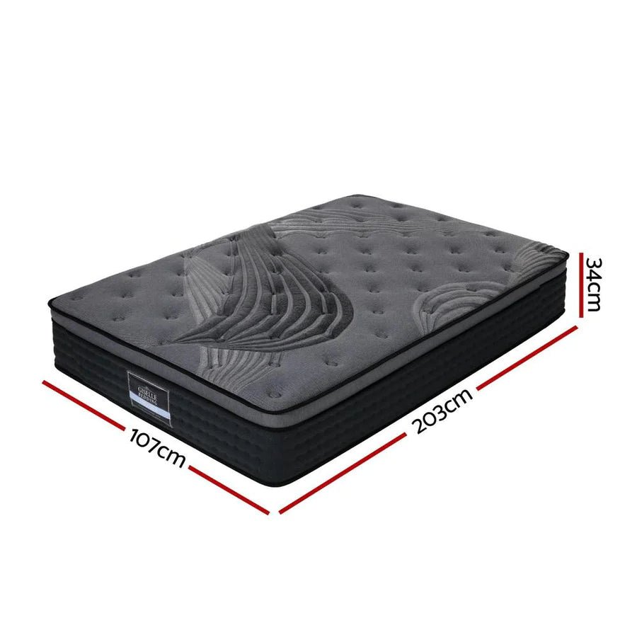 King Single Premium Package | Henley LED Storage Bed Frame Black, Alanya Euro Top Pocket Spring Mattress (Medium Firm) & Pillowtop Mattress Topper - Bedzy Australia