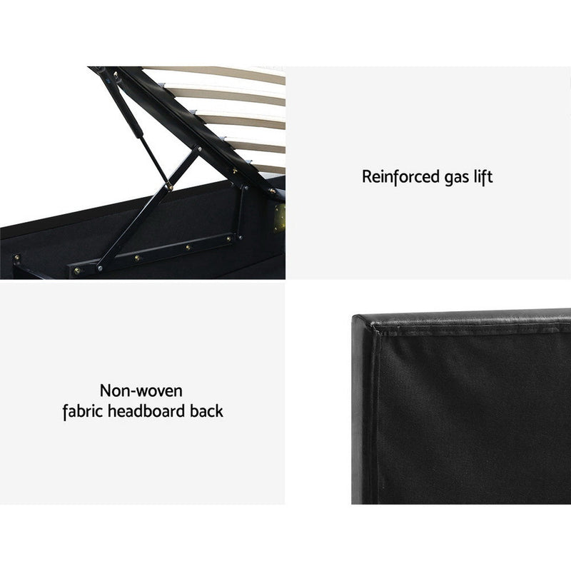 King Single Premium Package | Henley LED Storage Bed Frame Black, Alanya Euro Top Pocket Spring Mattress (Medium Firm) & Pillowtop Mattress Topper - Bedzy Australia