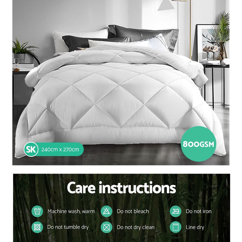 King Size 800GSM Microfibre Bamboo Microfiber Quilt - Home & Garden > Bedding - Bedzy Australia