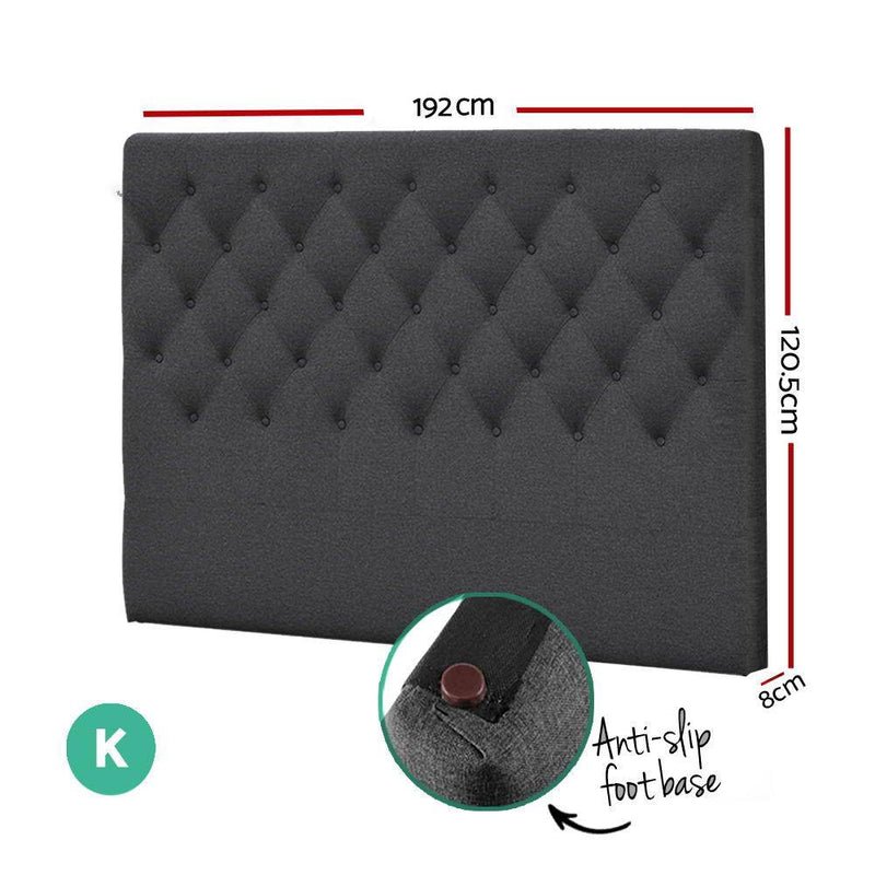 King Size | Cappi Bed Headboard (Charcoal) - Bedzy Australia - Furniture > Bedroom