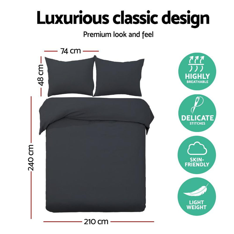 King Size Classic Quilt Cover Set - Black - Bedzy Australia