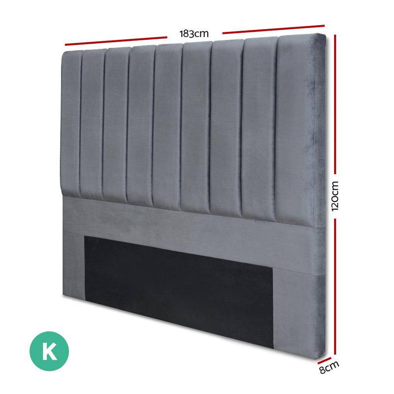 King Size | Fabric Bed Headboard - Grey - Bedzy Australia - Furniture > Bedroom
