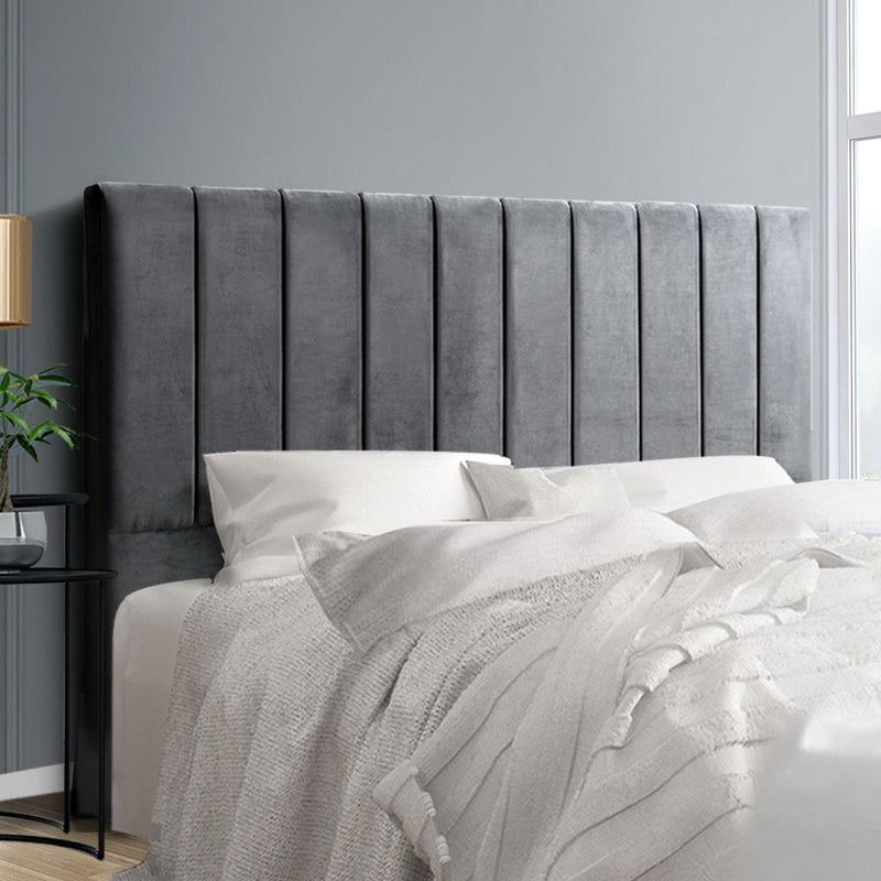 King Size | Fabric Bed Headboard - Grey - Bedzy Australia