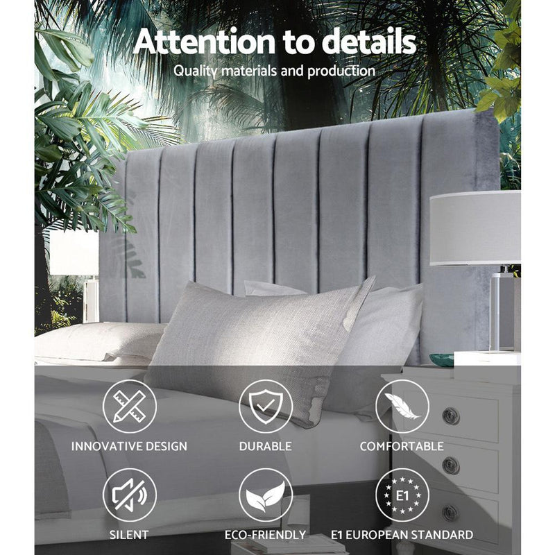 King Size | Fabric Bed Headboard - Grey - Bedzy Australia - Furniture > Bedroom
