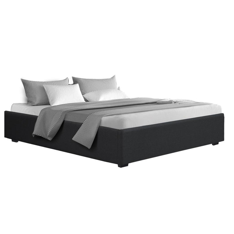 King Size Gas Lift Bed Frame Base with Storage - Charcoal - Bedzy Australia